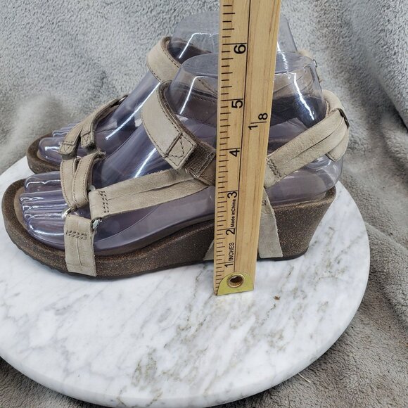 Teva Shoes Womens Size 6 Tan Leather Ysidro Wedge Sandals - Picture 5 of 11